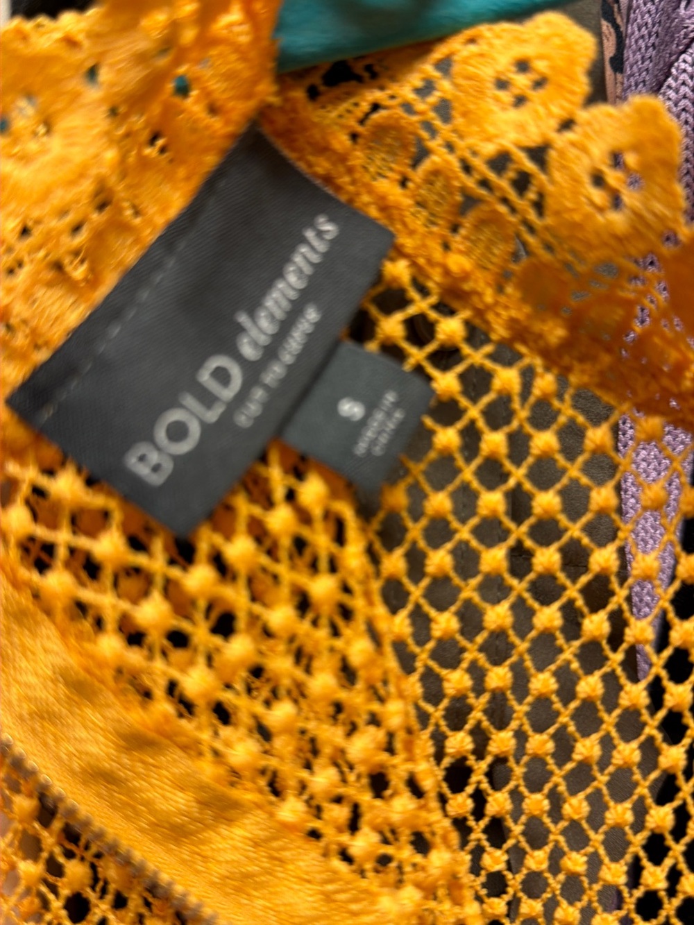 BOLD elements Golden Crochet Mesh Top - Picture 2 of 4